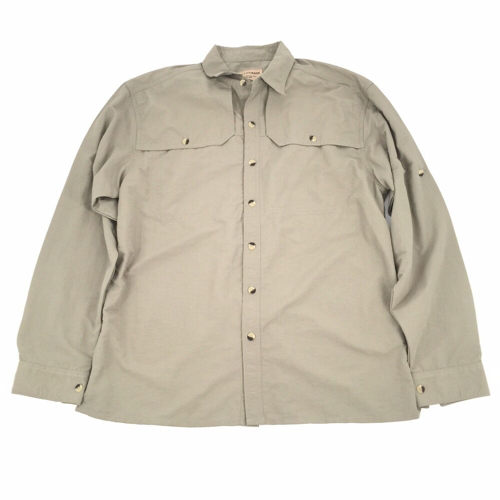 Cold Storage Button Down Outdoor Utility Shirt Size MD Medium Mens Army Green